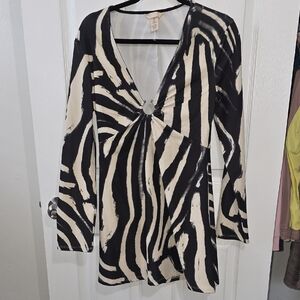H&M Black and Cream Zebra Print Mini Dress